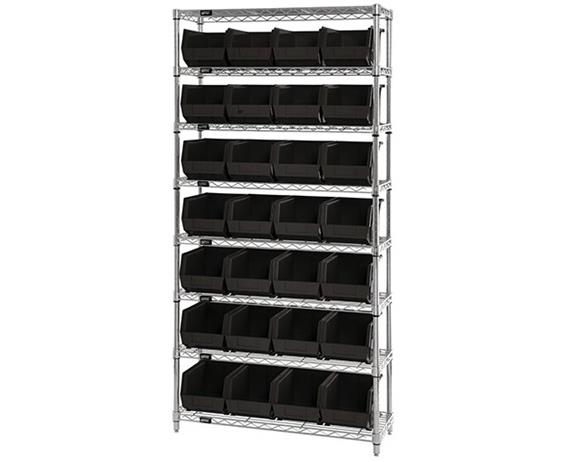 CHROME WIRE SHELVING UNITS WITH ULTRA BINS