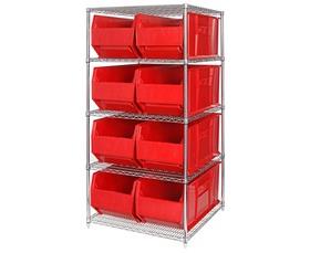 CHROME WIRE SHELVING UNITS WITH HULK CONTAINERS